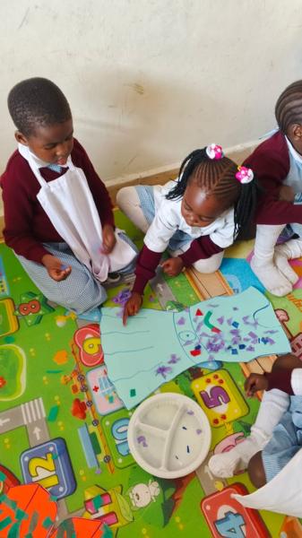 Pre-school pupils doing projects